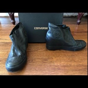 Converse leather wedge sneaker zipper 9